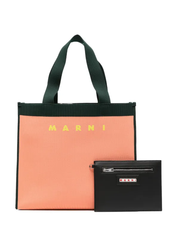 【MARNI】 TOTE LOGO BAG Marni logo-jacquard Tote Bag | Orange | FARFETCH