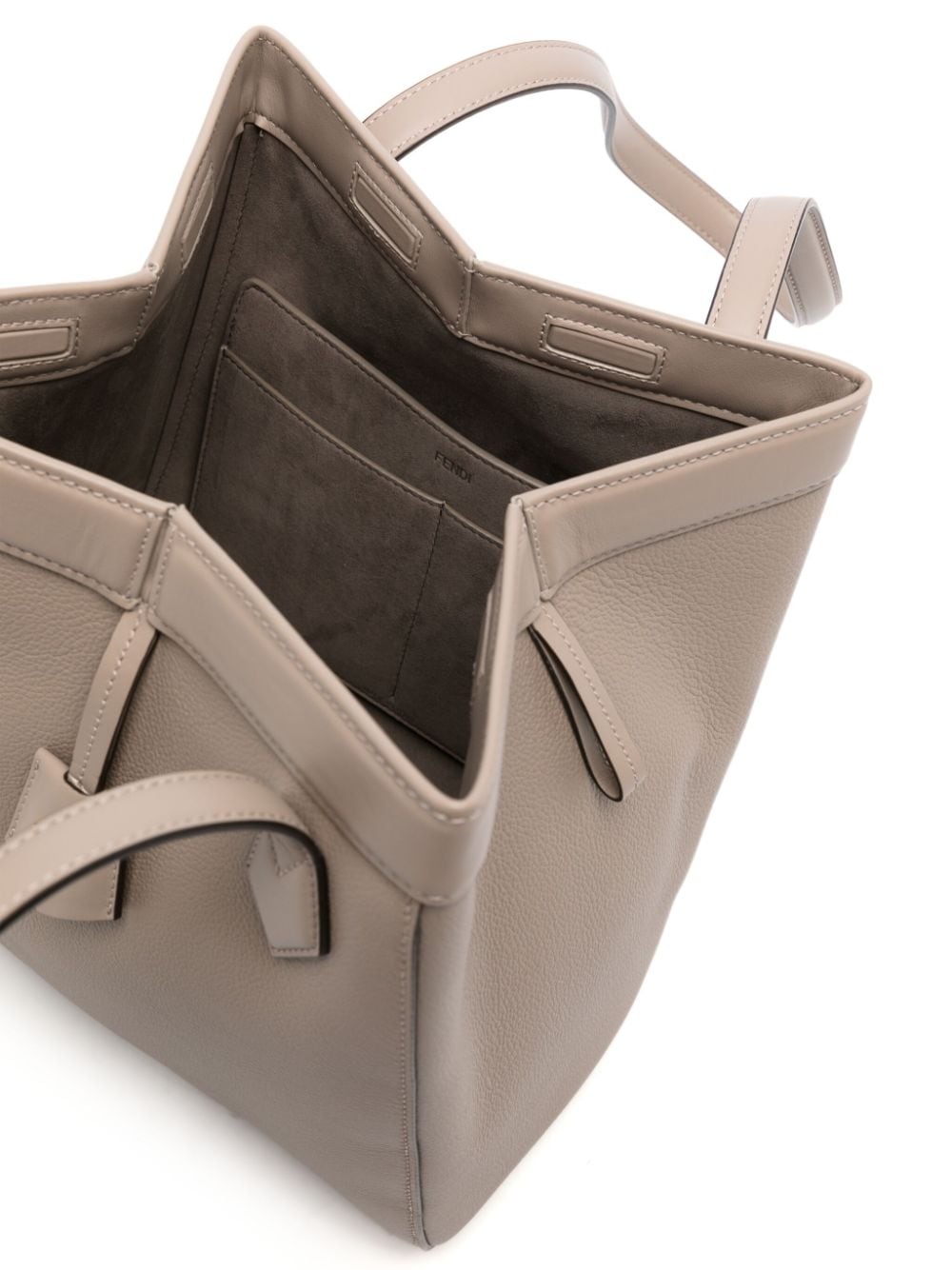 Shop Fendi Origami Leather Shoulder Bag In Neutrals