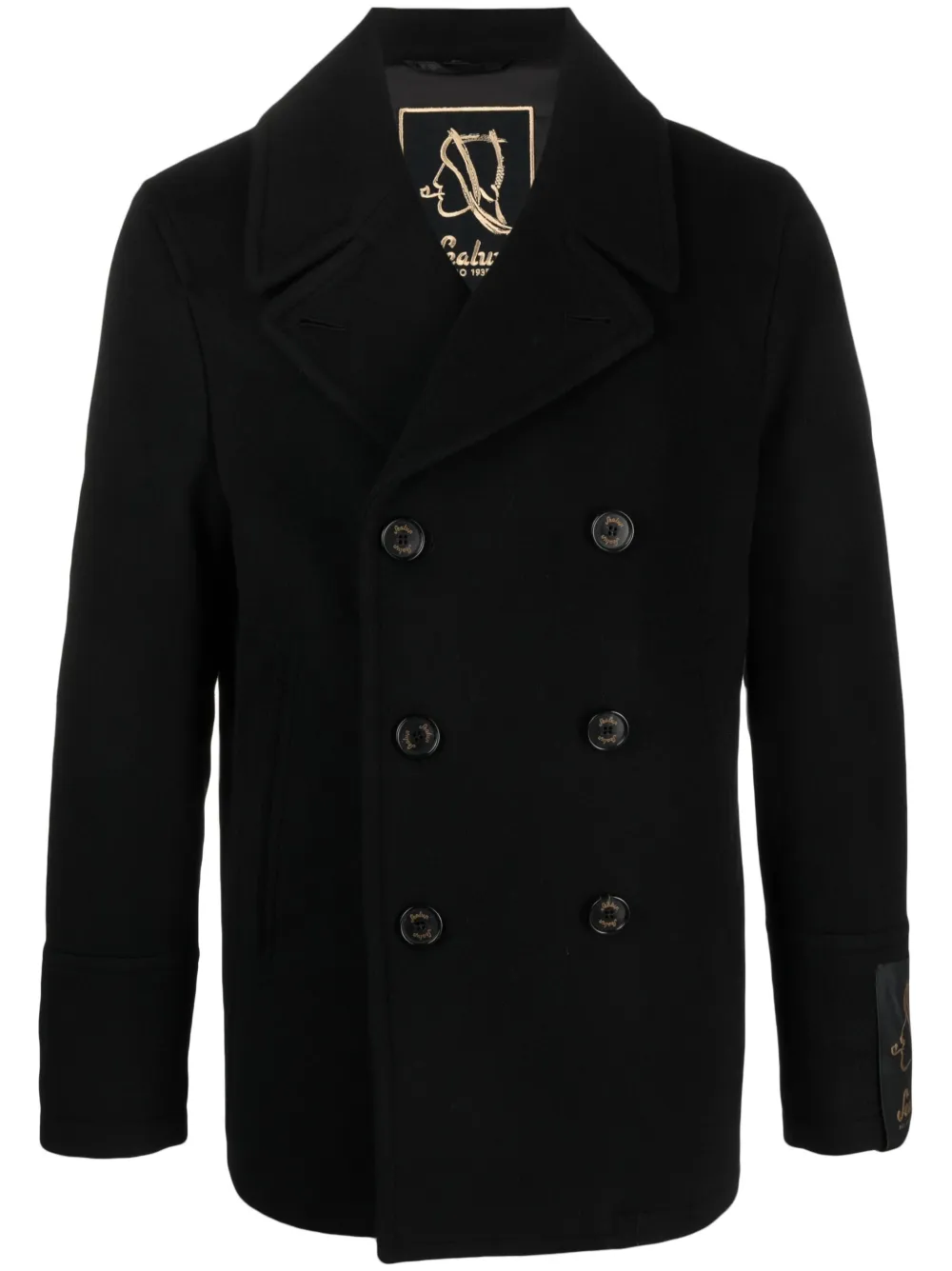 Sealup notched-collar double-breasted coat | Black | Image 1
