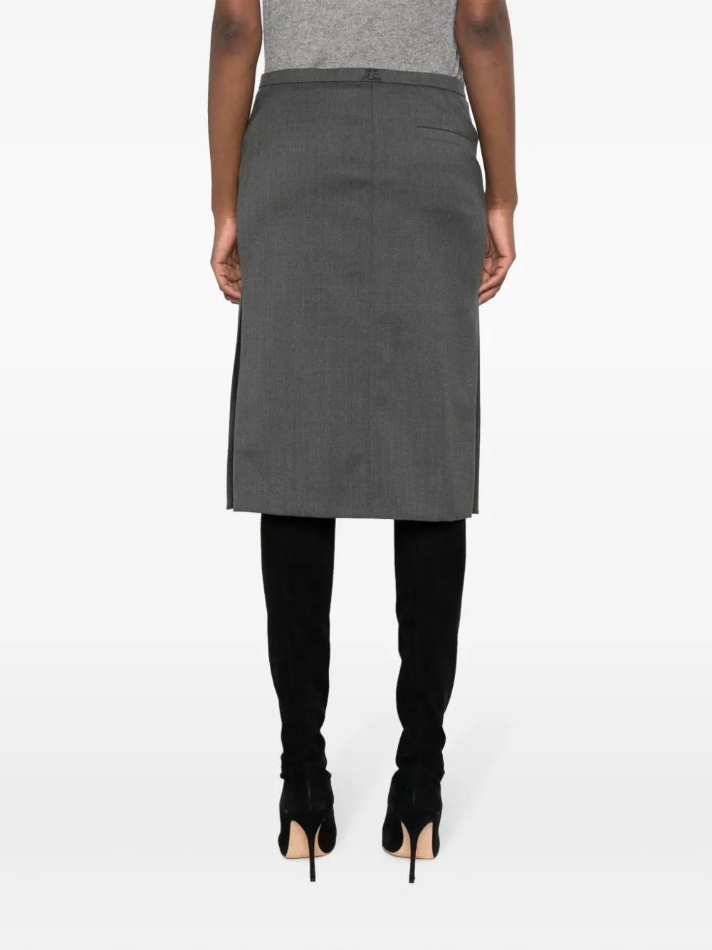 Shop Courrèges Logo-patch Straight Skirt In Grey