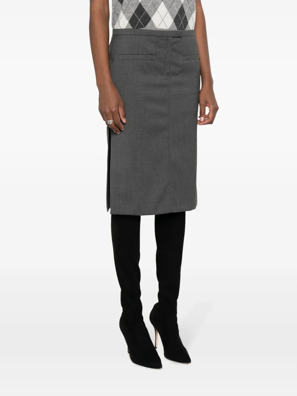 Shop Courrèges Logo-patch Straight Skirt In Grey