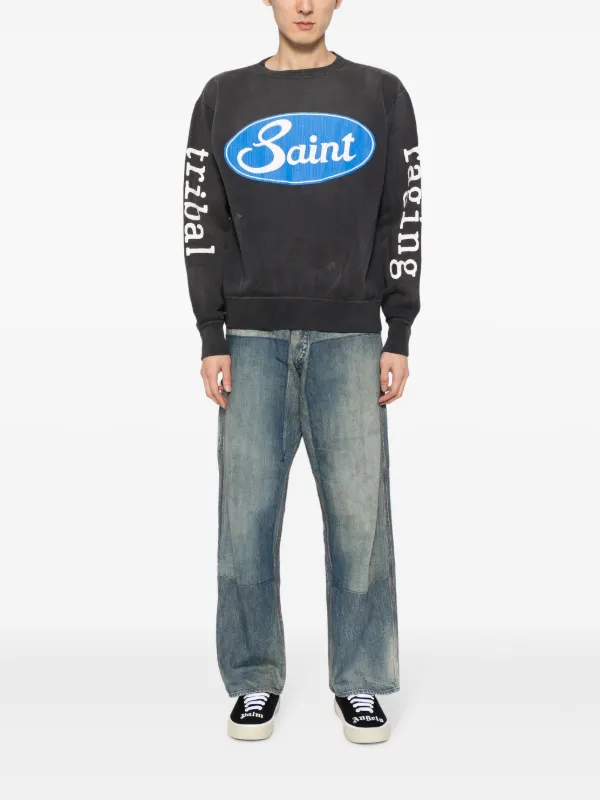 SAINT MXXXXXX logo-print Cotton Sweatshirt | Grey | FARFETCH