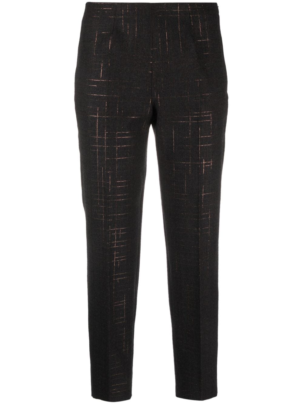 Piazza Sempione Lurex Check-pattern Cropped Trousers In Grey