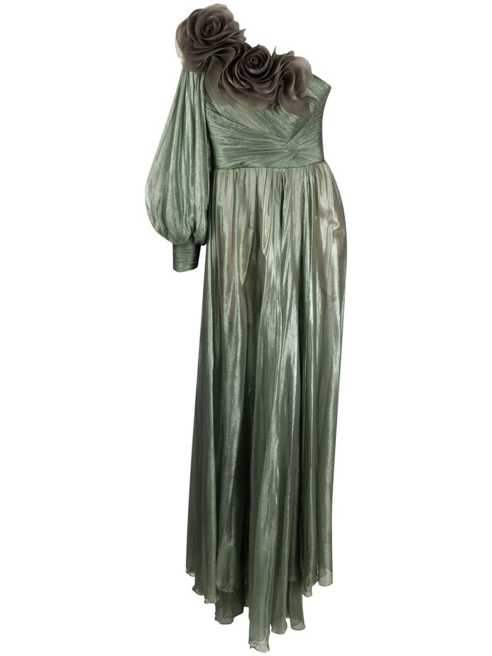 Shop Iris Serban Hellen One-sleeve Maxi Dress In Green
