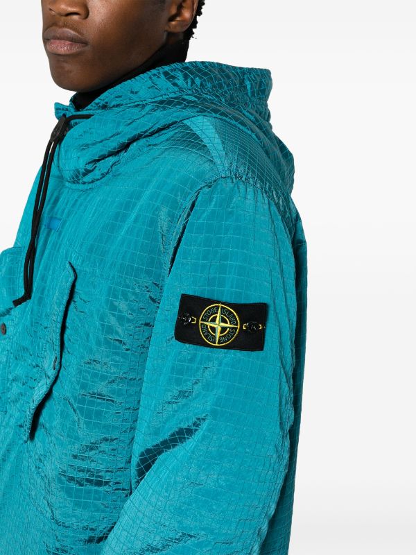 Blue nylon stone island on sale jacket