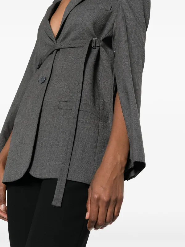 Courrèges Tailored Belted Blazer | Grey | FARFETCH