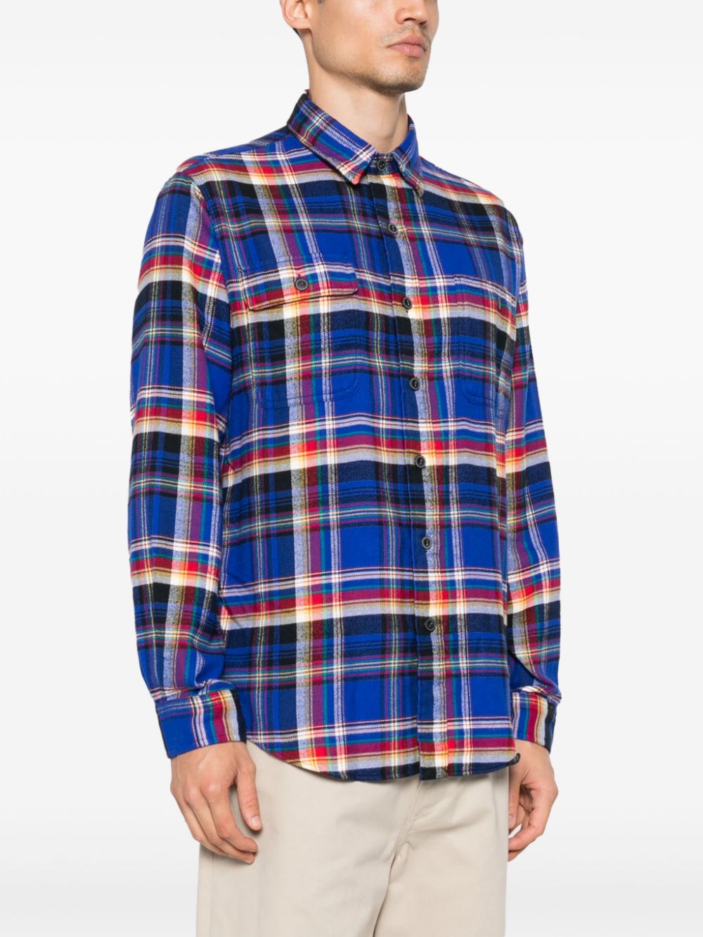 Shop Polo Ralph Lauren Plaid Check-pattern Cotton Shirt In Blue