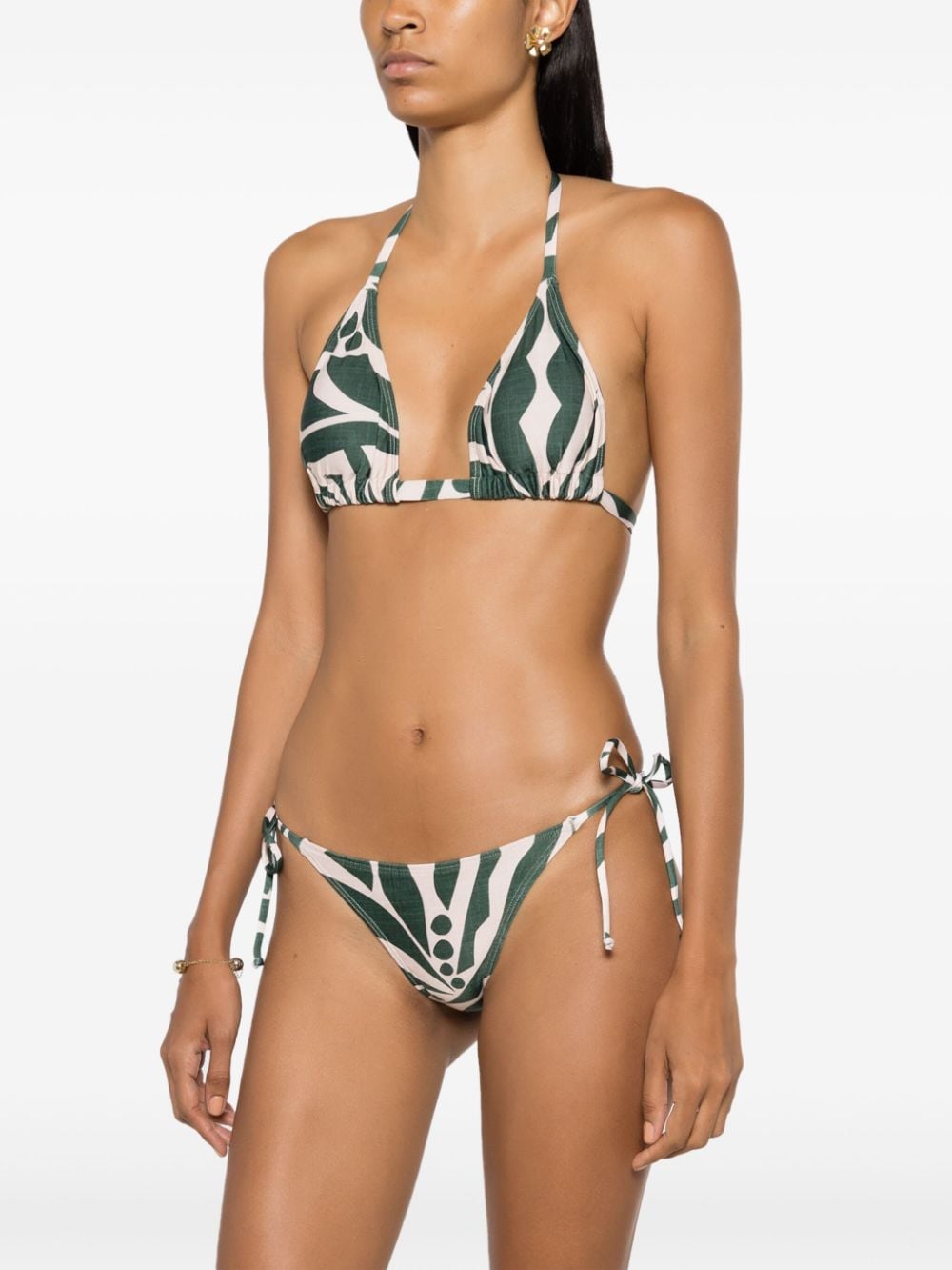 Shop Lygia & Nanny Thai Low-rise Bikini Bottom In Green