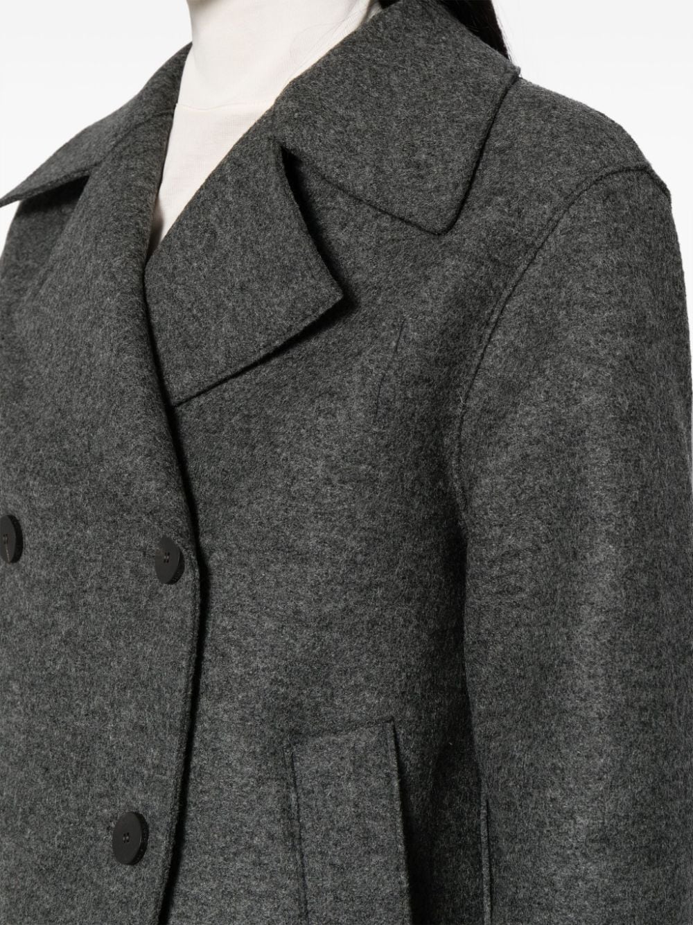 Shop Harris Wharf London Felted Double-breasted Peacoat In Grey