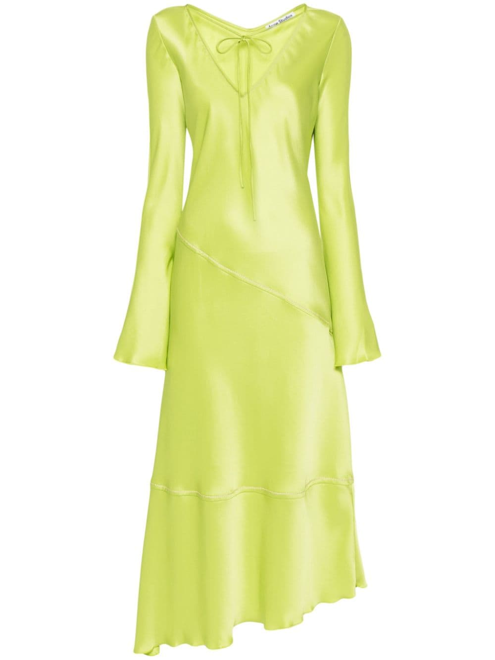 Shop Acne Studios Satin Midi Dress In Green