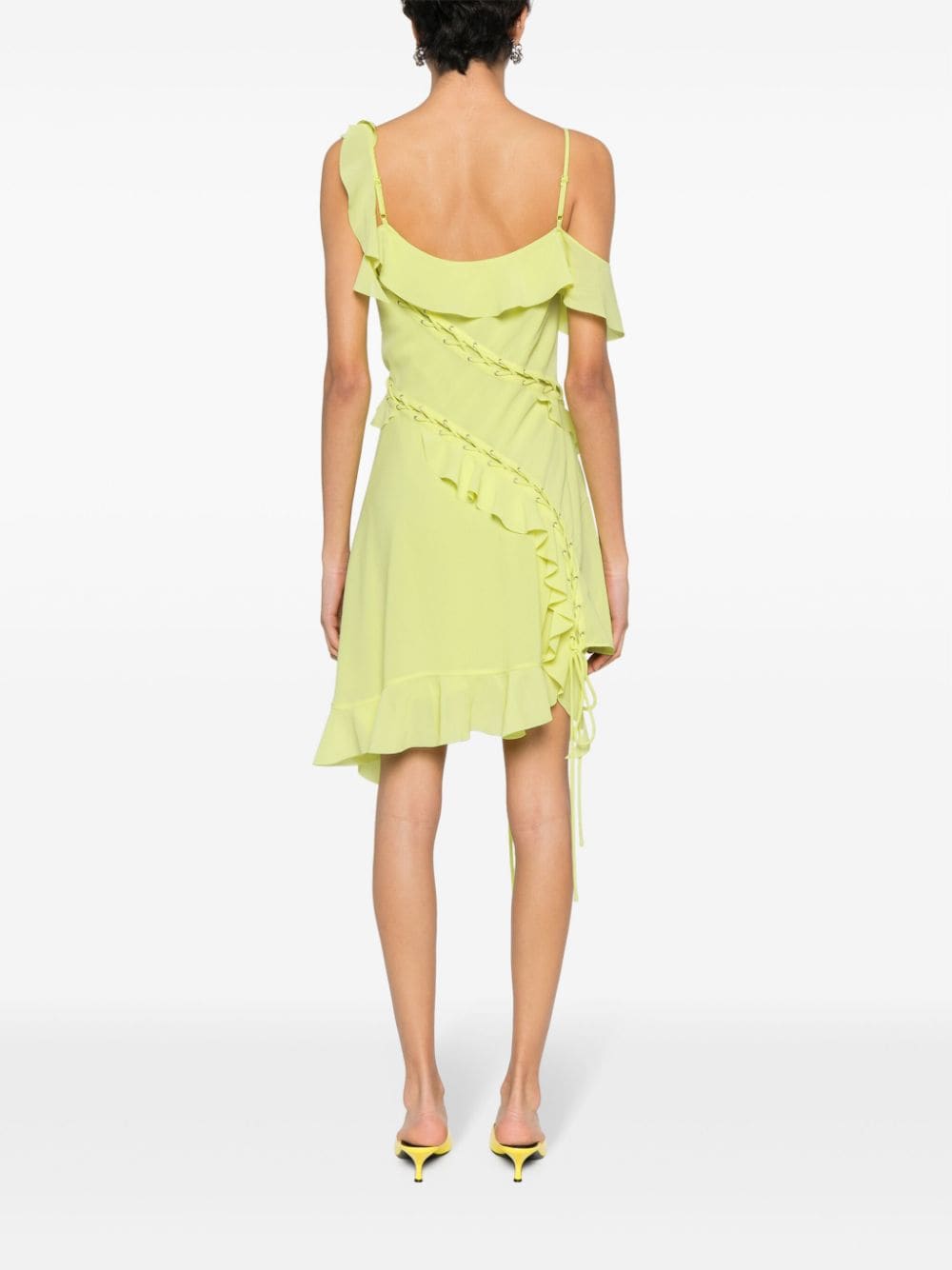 Shop Acne Studios Ruffle-detail Dress In Yellow