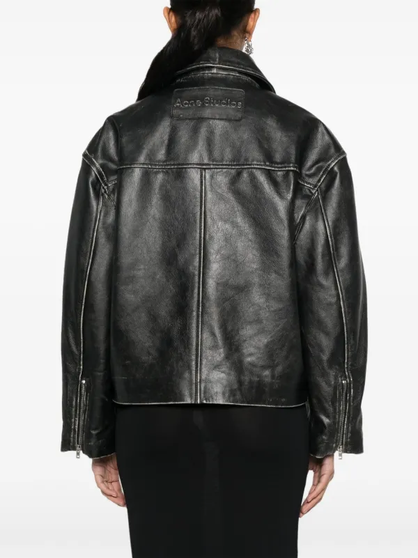 Acne Studios distressed-effect Biker Jacket - Farfetch