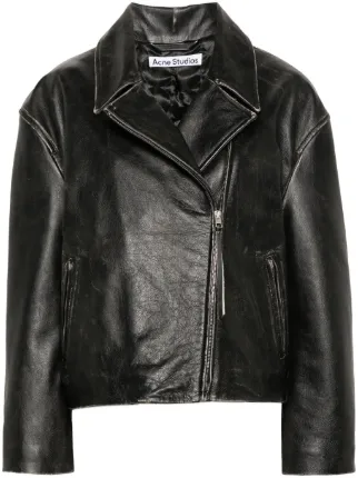 Acne Studios ダメージ ライダースジャケット | ブラック | FARFETCH JP