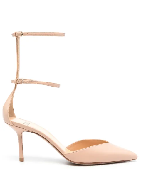 Francesco Russo double-strap 75mm leather pumps