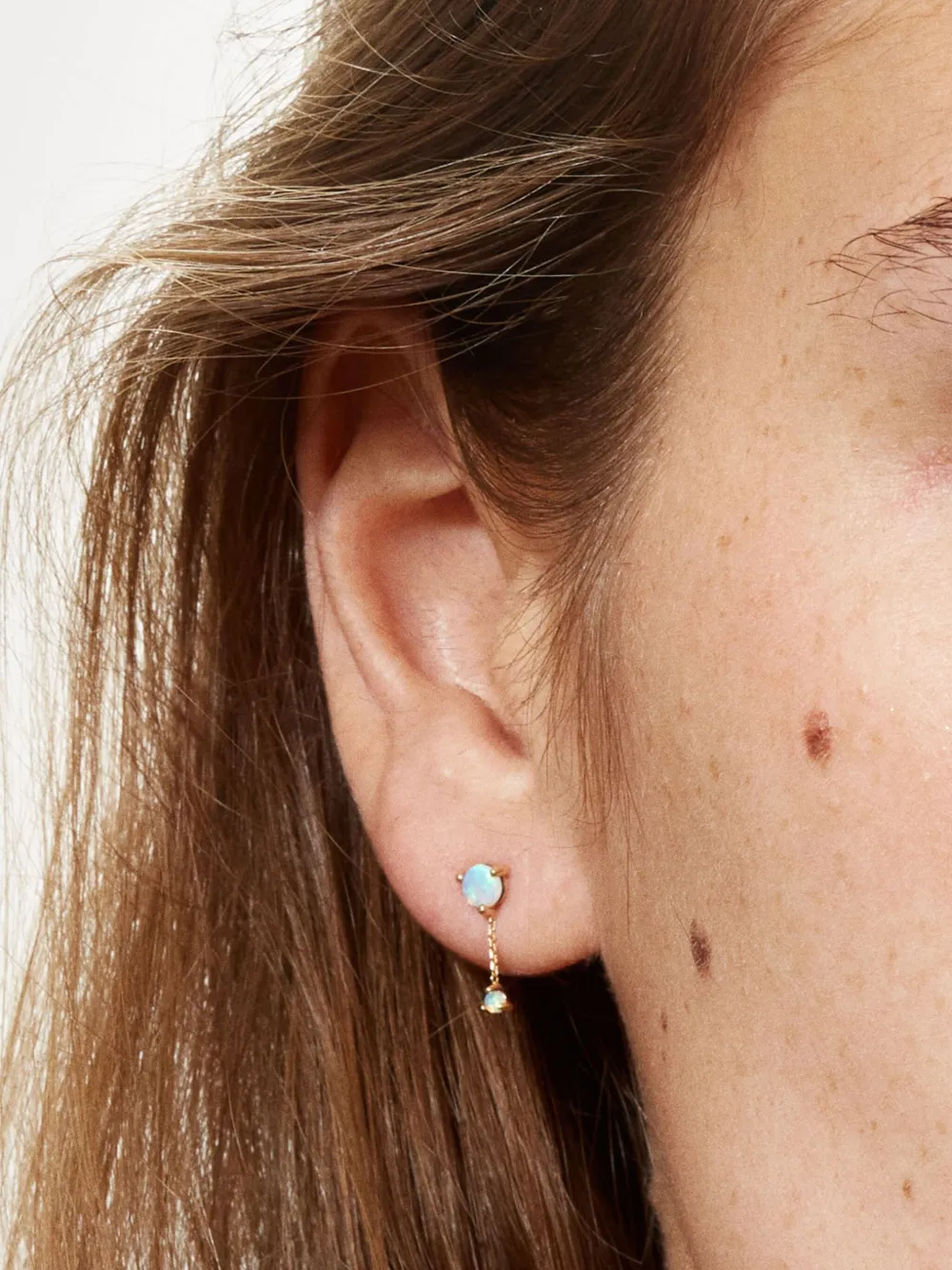 Wwake 14kt Recycled Yellow Gold Small Two Step Opal And Diamond Drop Earring In Gold
