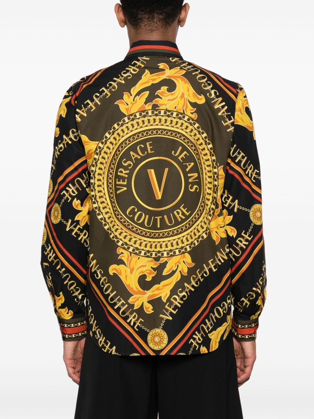 Shop Versace Jeans Couture Chain Couture-print Cotton Shirt In Yellow