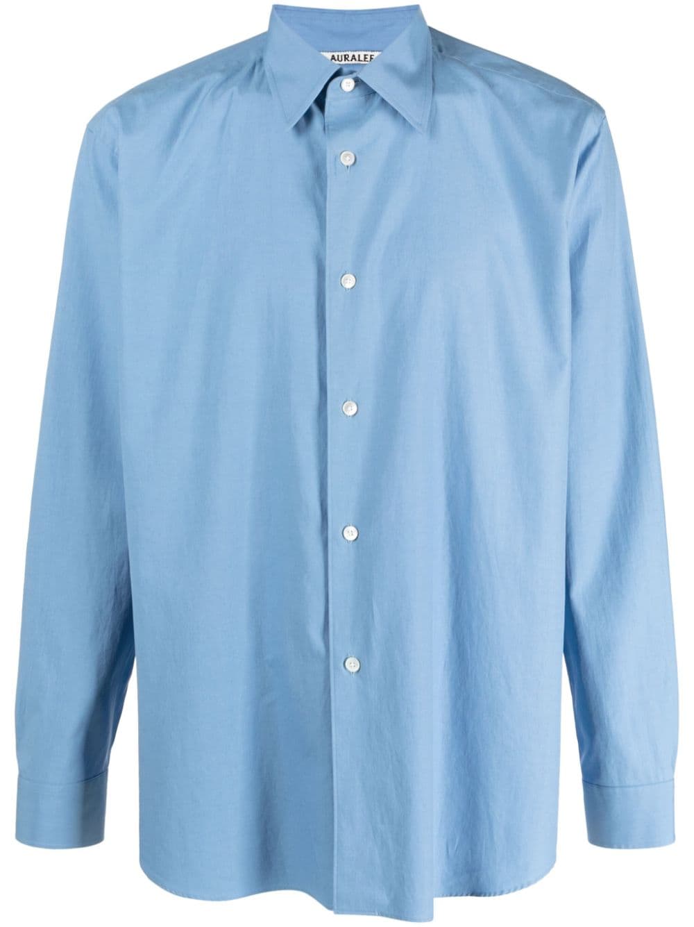 Auralee Pointed-collar Cotton Shirt In Blue