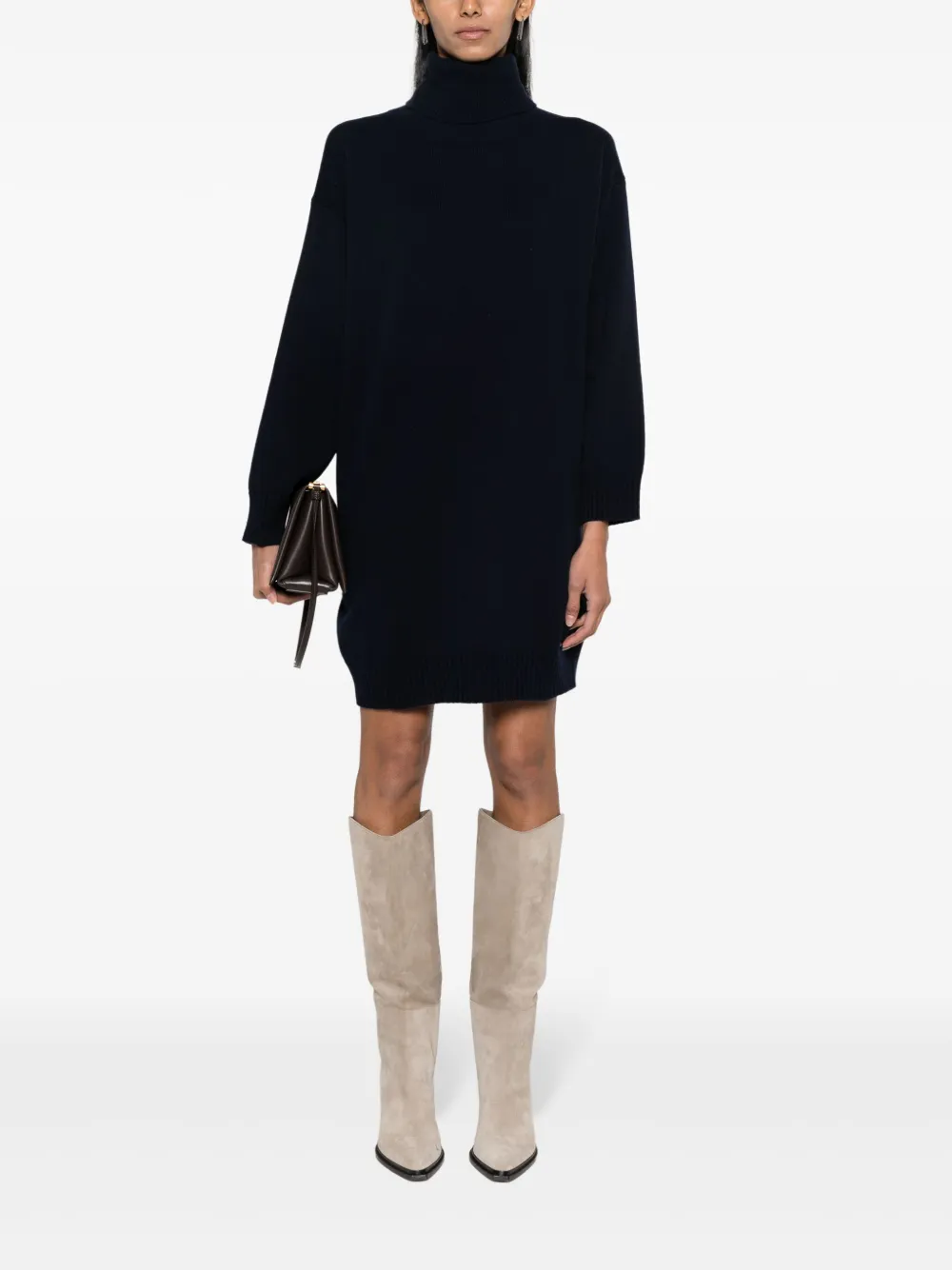 Kiton roll-neck cashmere sweater dress - Blauw