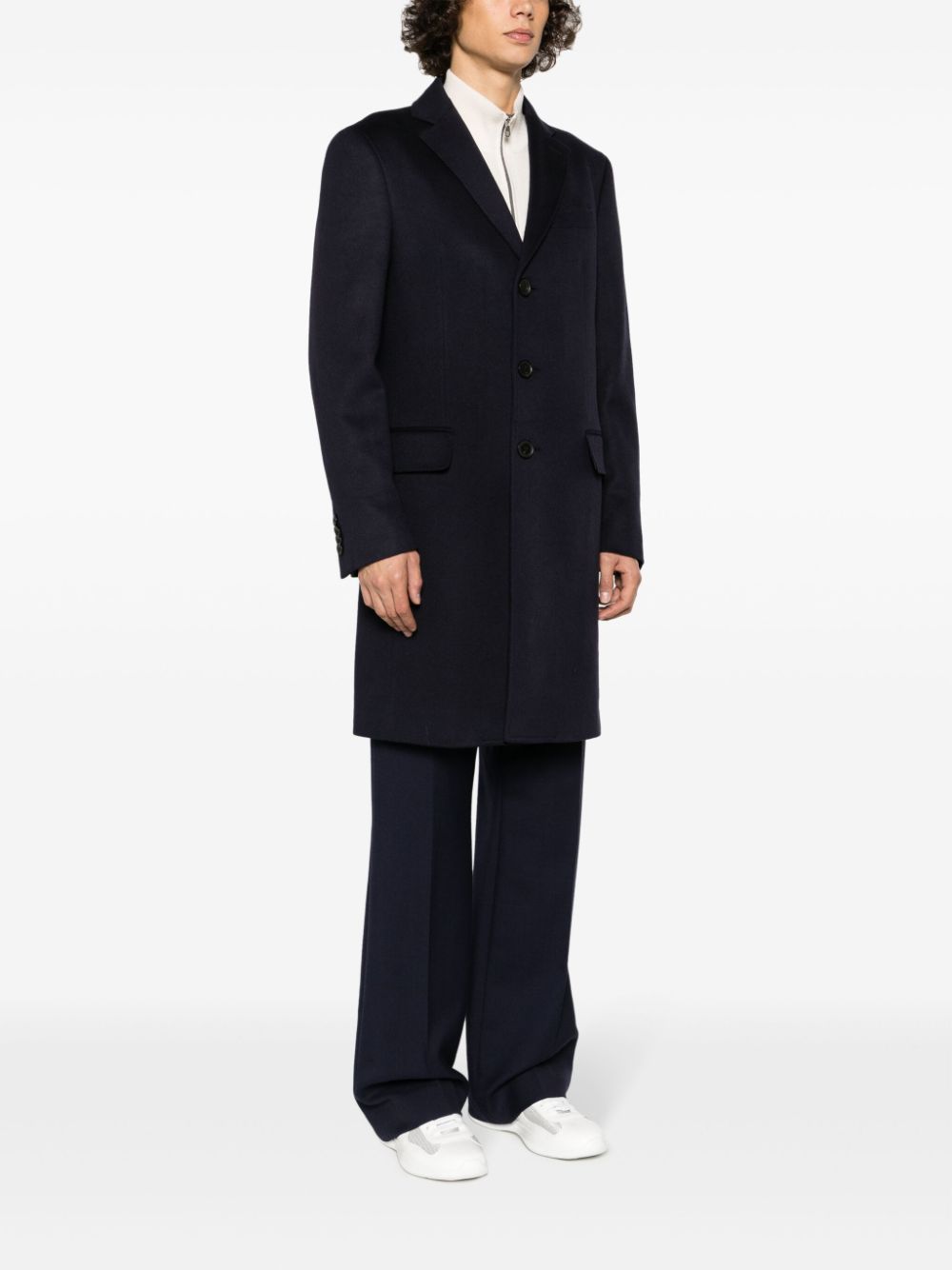 Shop Zegna Single-breasted Wool-blend Coat In Blue