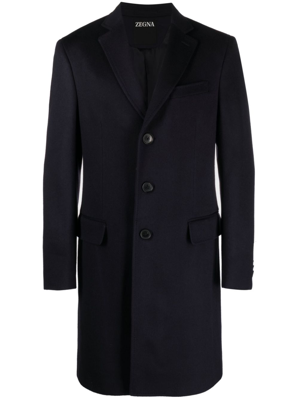 Shop Zegna Single-breasted Wool-blend Coat In Blue