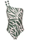 Lygia & Nanny Miusha graphic-print one-shoulder one-piece - Green
