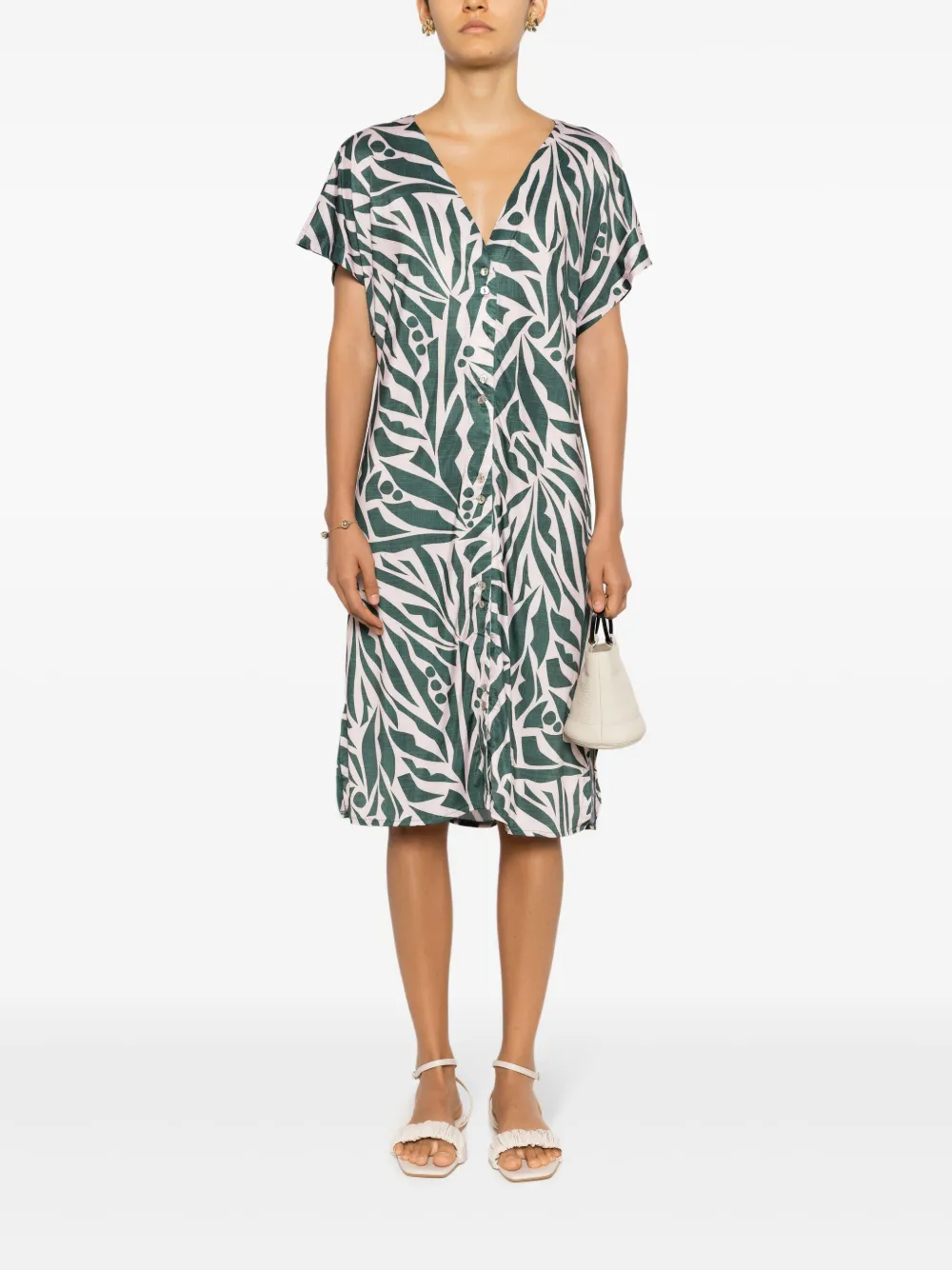 Shop Lygia & Nanny Artemis Graphic-print Midi Dress In Green