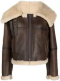 Liska zip-front shearling jacket - Brown