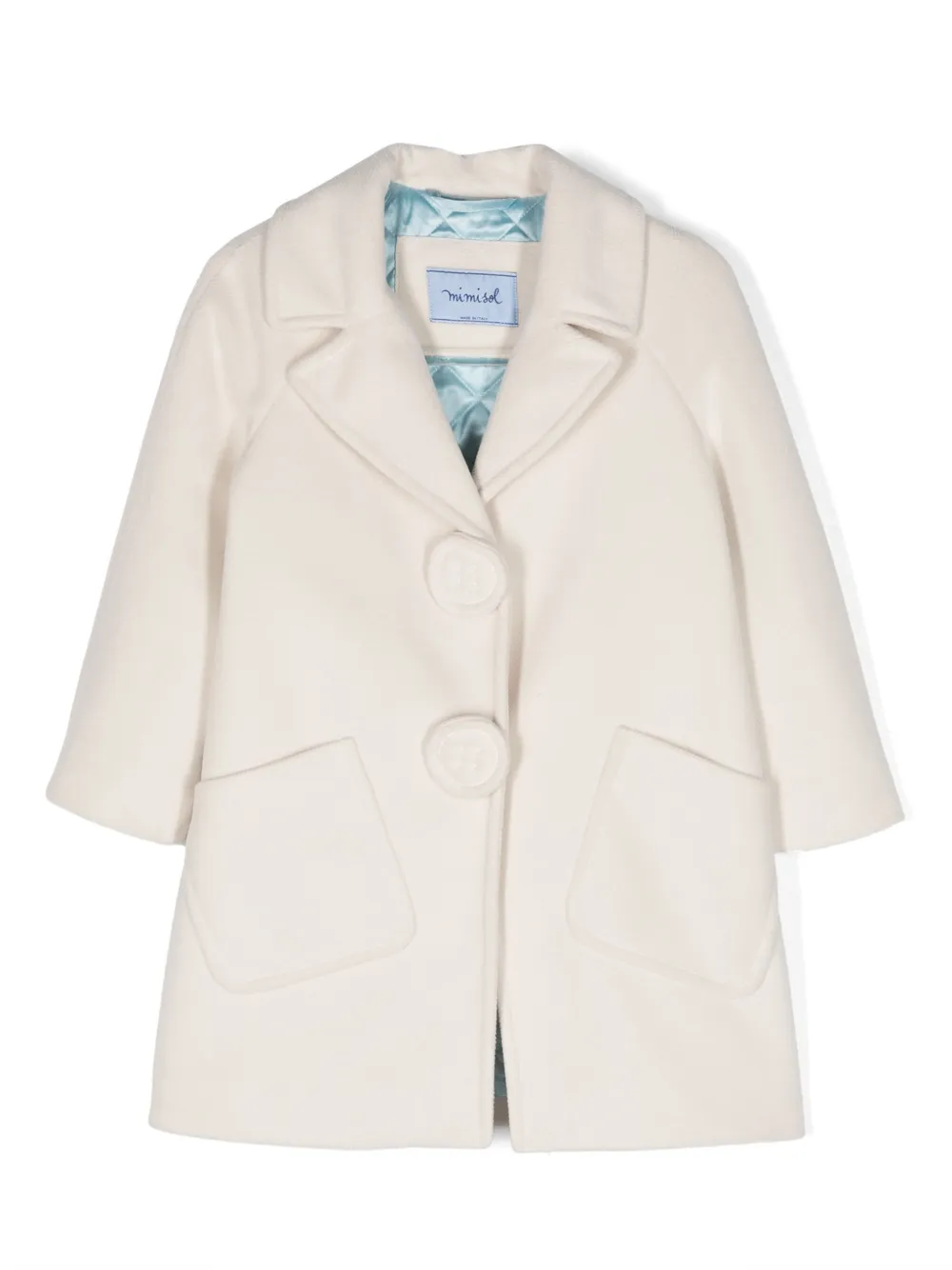 Mi Mi Sol Kids' Notched-lapels Single-breasted Coat In Neutral