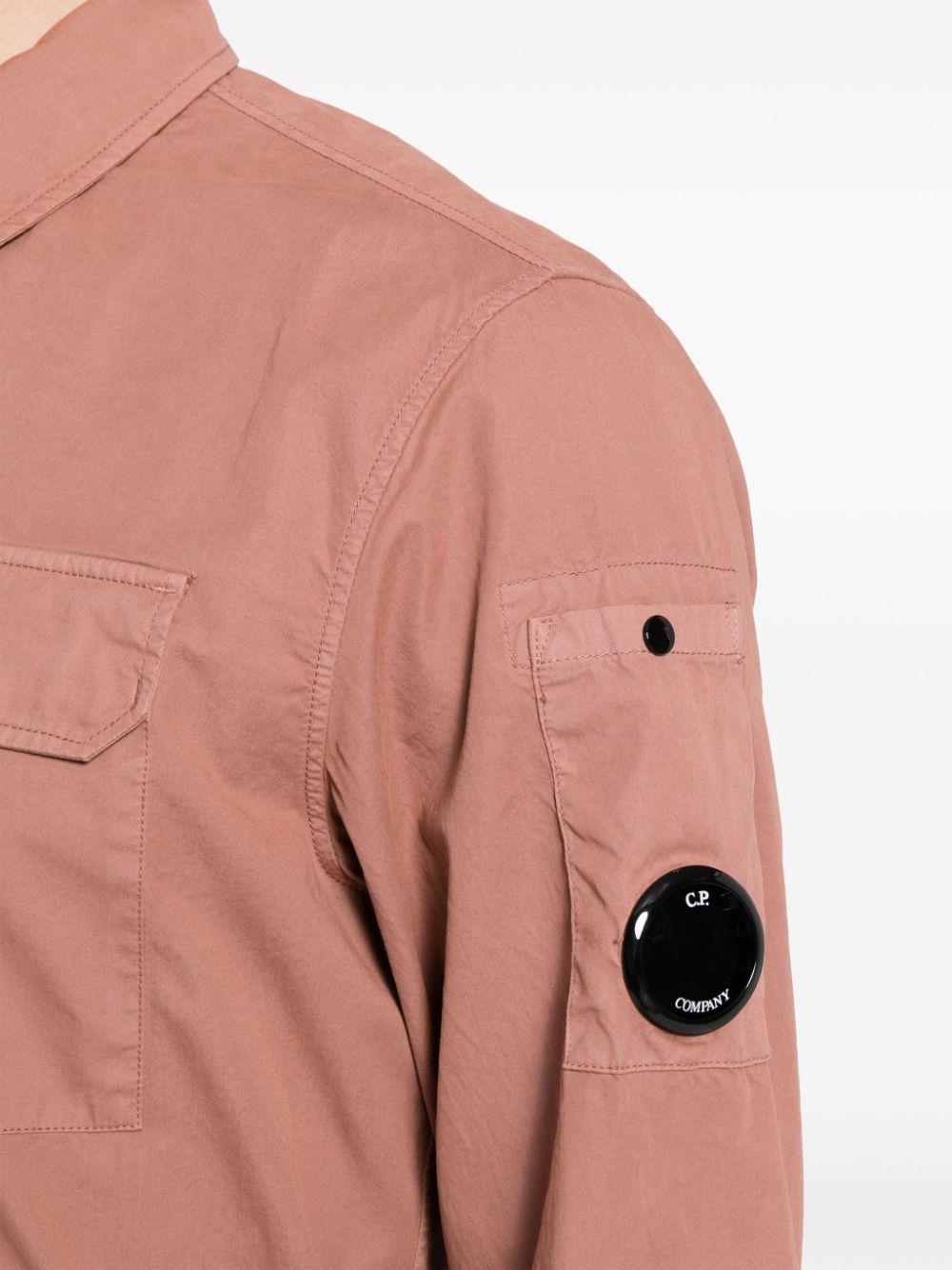 Shop C.p. Company Lens-detail Cotton Shirt Jacket In Pink