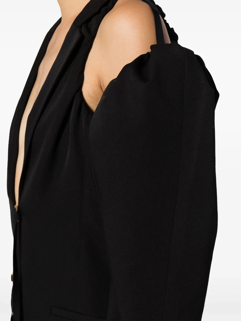 Jacquemus Galliga Cut-out Virgin Wool Blazer In Black