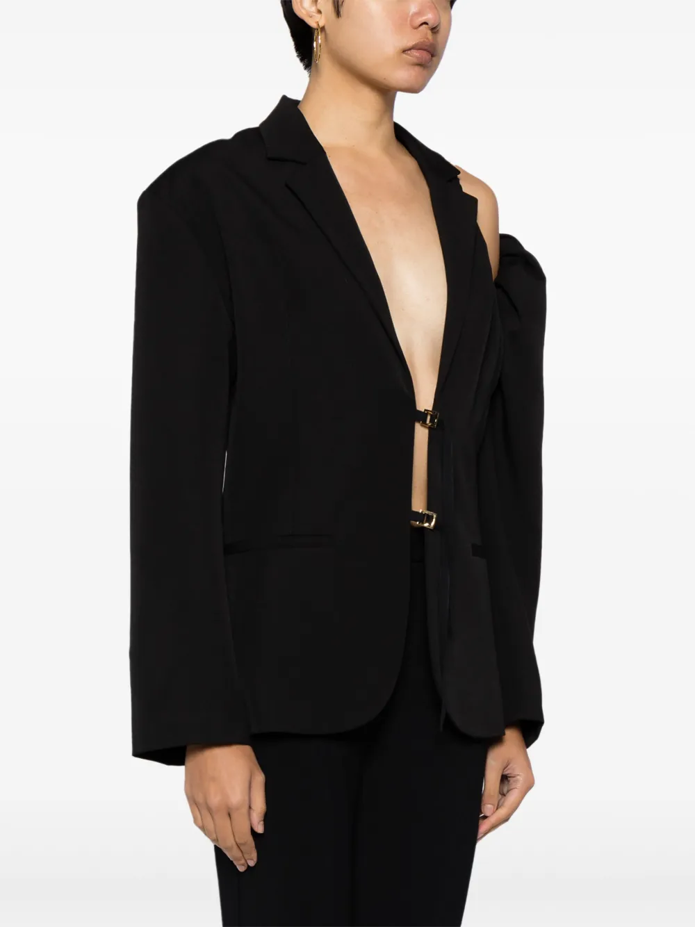 Jacquemus Galliga Cut-out Virgin Wool Blazer In Black