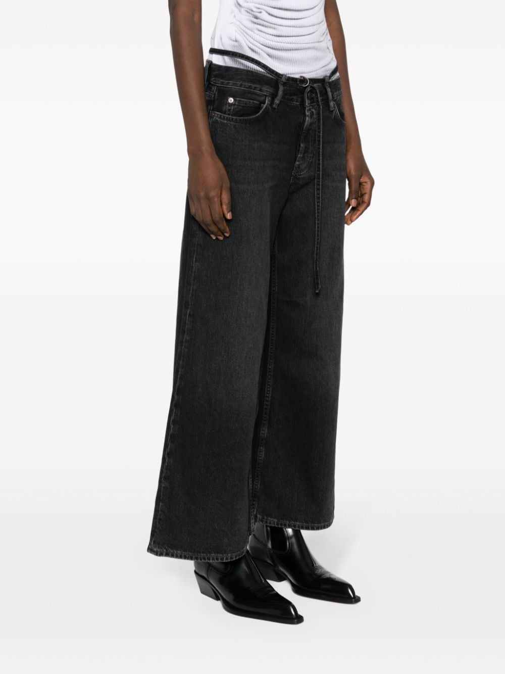 Acne Studios 2004 low waist jeans met wijde pijpen Zwart