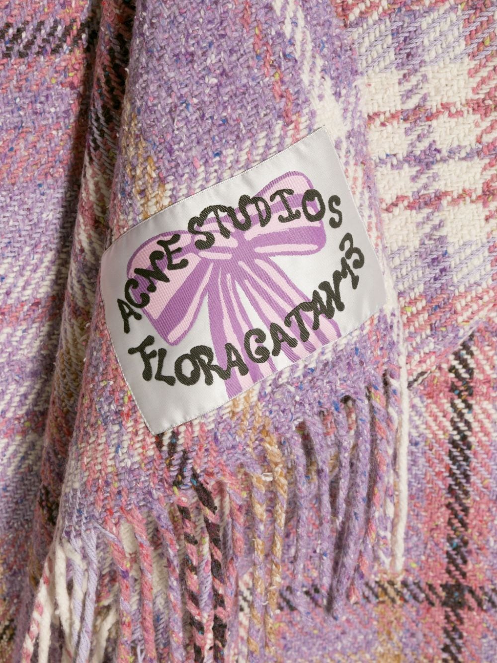 Shop Acne Studios Plaid Knitted Scarf In Purple