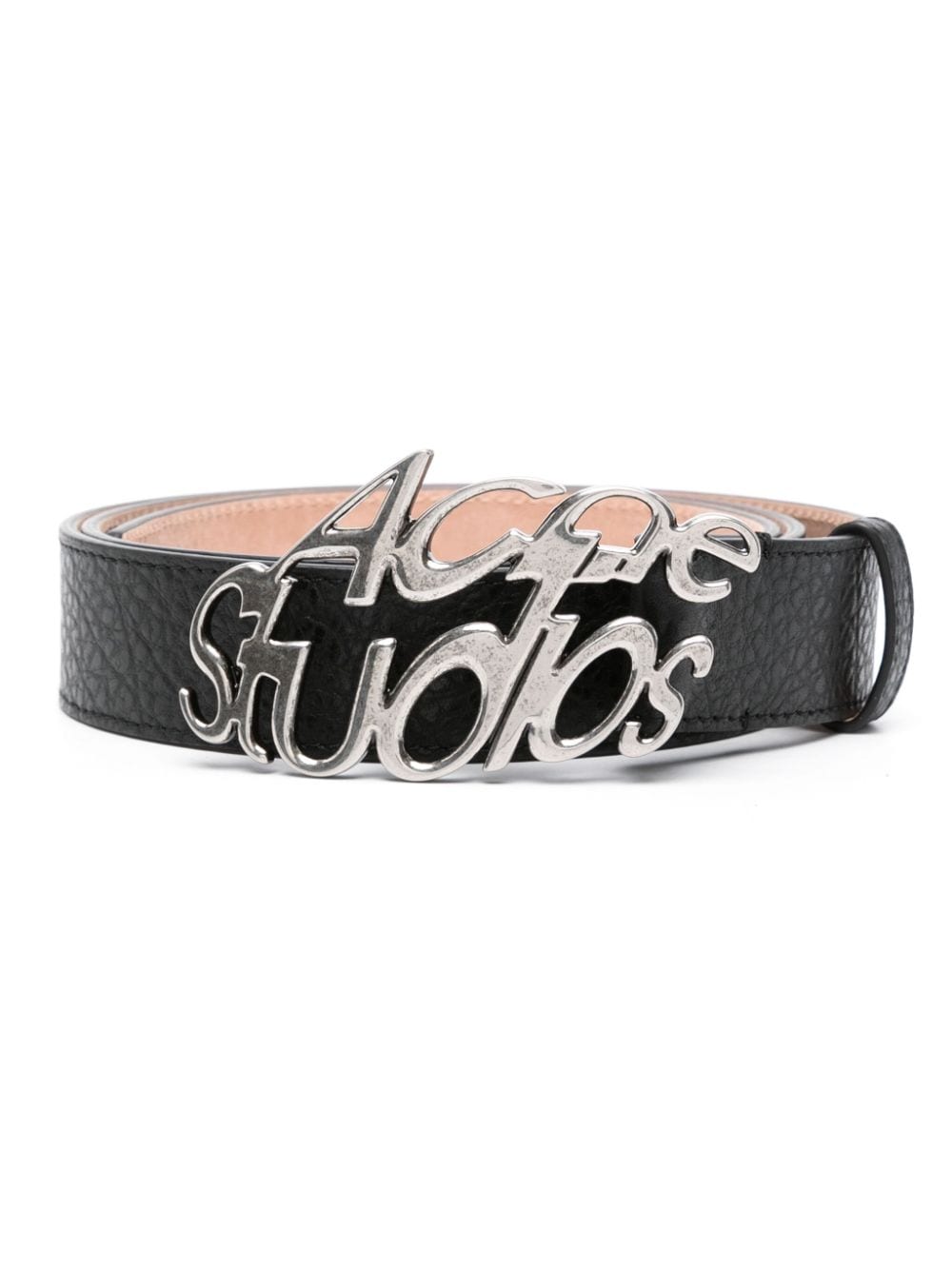 Acne Studios Logo-plaque Leather Belt In Black