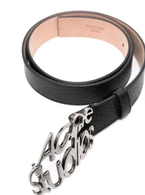 Acne Studios◆ロゴバックル カーフスキン 黒ベルト 送料関税込 Acne Studios - Engraved Logo leather belt - Black