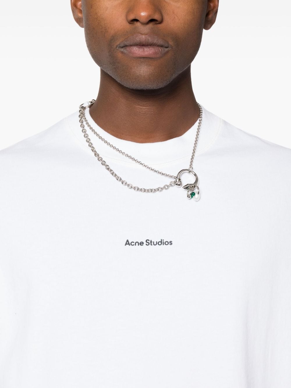 Shop Acne Studios Charm-detail Multi-chain Necklace In Silver