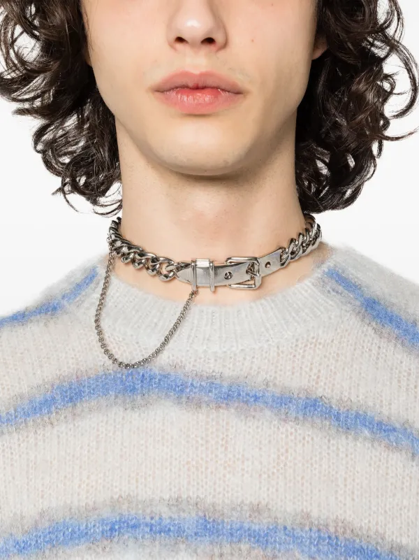 Acne Studios buckle-detail Choker Necklace | Silver | FARFETCH