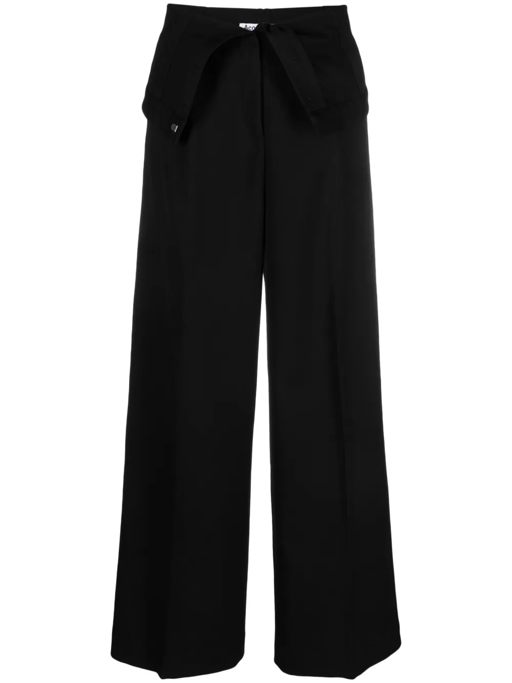 folded waist straight-leg trousers