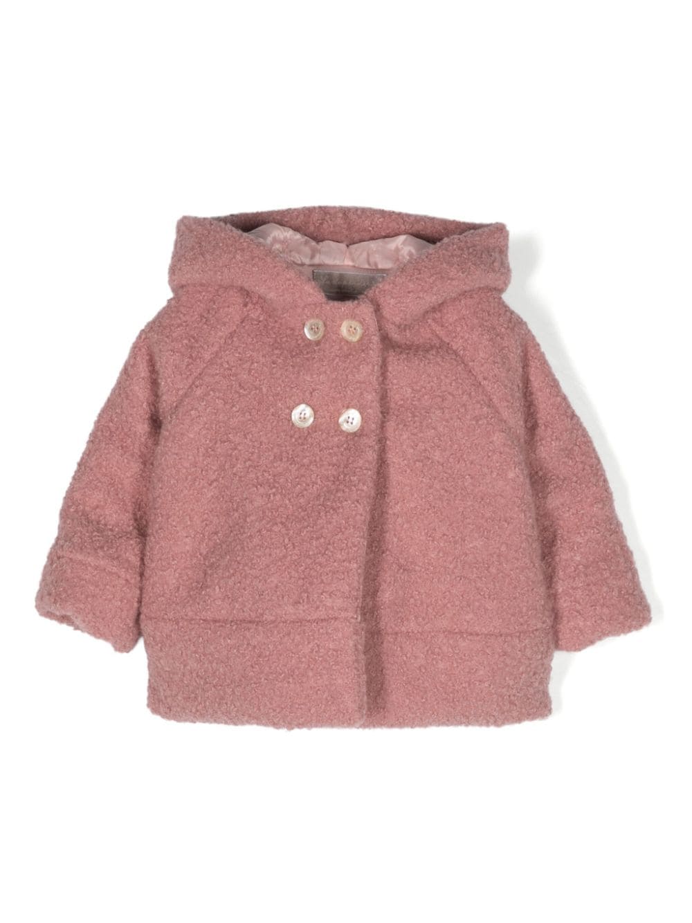 La Stupenderia Babies' Faux-shearling Hooded Jacket In Pink