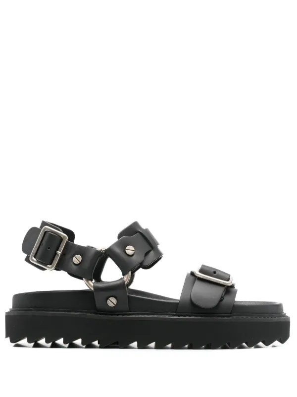 Acne Studios ◆ ロゴ バックル レザー サンダル Acne Studios バックル レザーサンダル | ブラック | FARFETCH JP