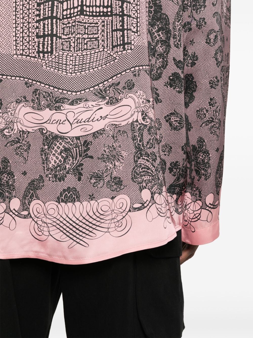 Acne Studios Satijnen overhemd met bloemenprint Roze