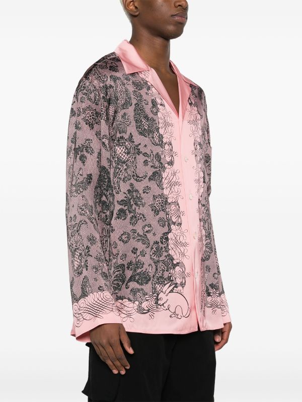 Acne Studios floral-print Satin Shirt | Pink | FARFETCH MU