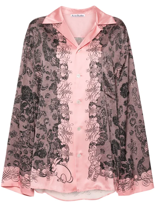 Acne Studios フローラル サテンシャツ | ピンク | FARFETCH JP