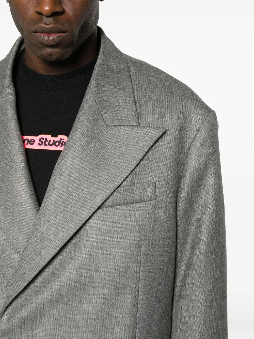 Shop Acne Studios Peak-lapels Double-breasted Blazer In Grau