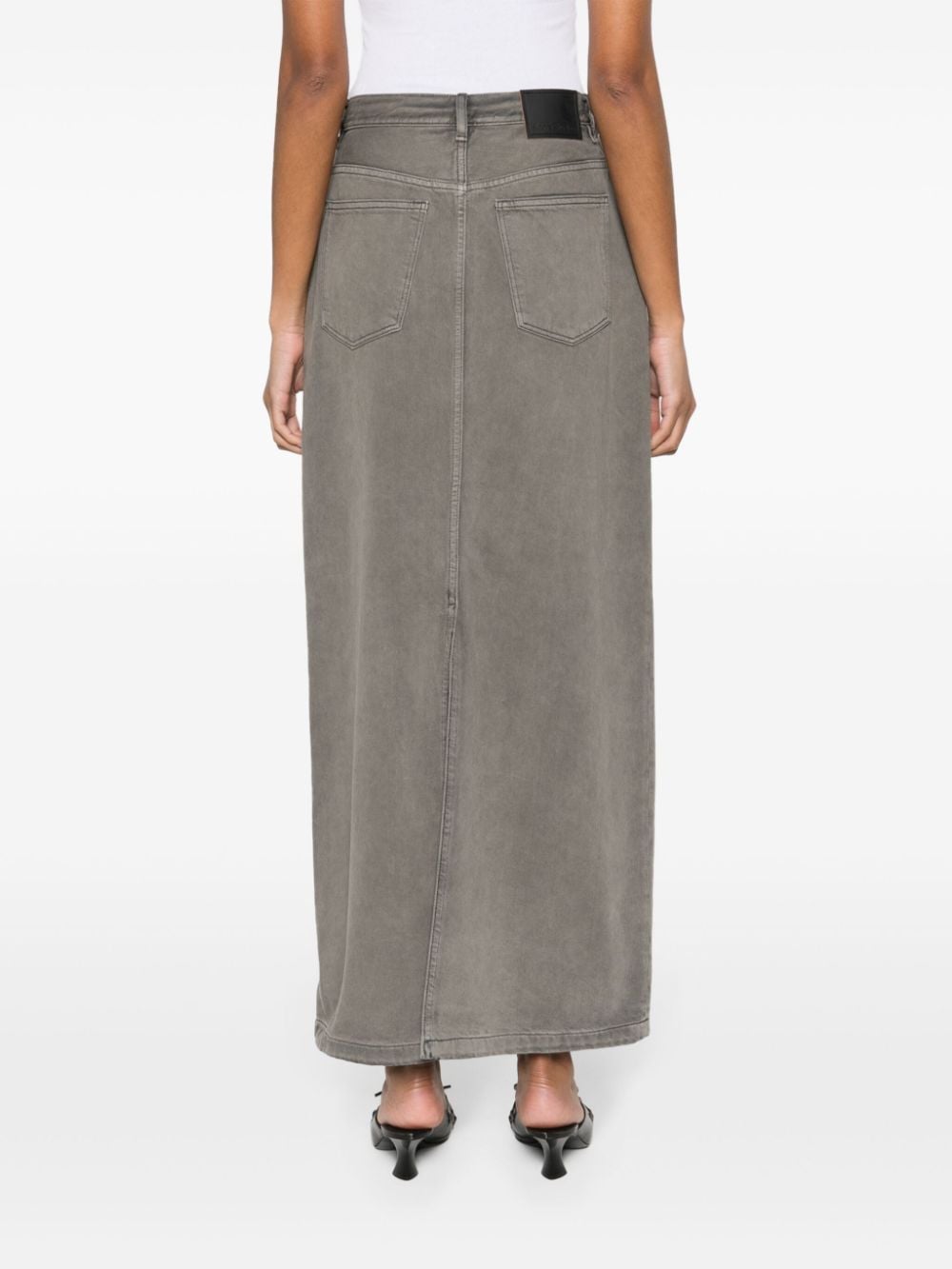 Shop Acne Studios Maxi Denim Skirt In Grey