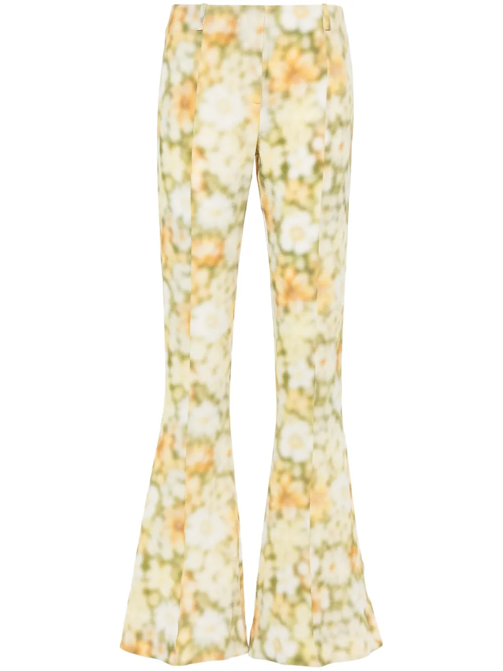 Acne Studios abstract-print flared trousers - Green
