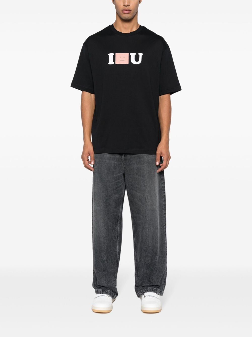 Shop Acne Studios Graphic-print Cotton T-shirt In Black