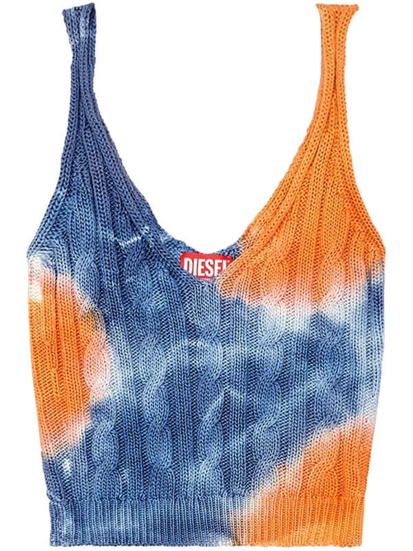 5/29まで M-ERCILLA-TOP diesel トップス XGチサ着 夏 Diesel M-Mila cable-knit Crop Top | Blue | FARFETCH JO
