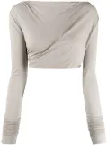 Rick Owens Lilies draped cotton crop top - Grey