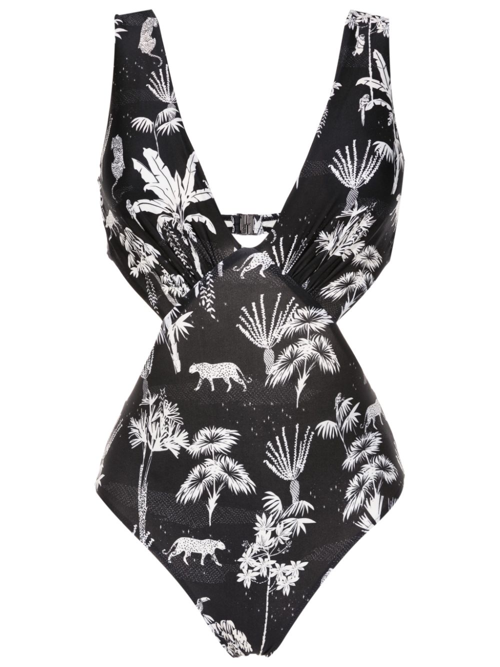 Lygia & Nanny Alecis Graphic-print Cut-out One-piece In Black
